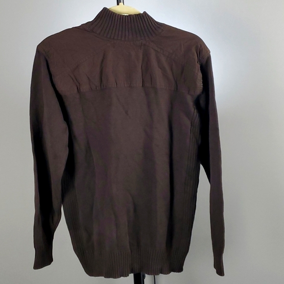 Oscar de la Renta Vintage Men's Dark Brown Quarter Zip Sweater, Size M - Picture 2 of 5